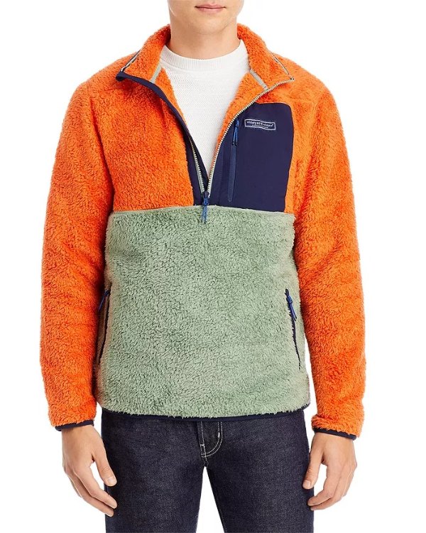 Colorblock Sherpa Quarter Zip Jacket