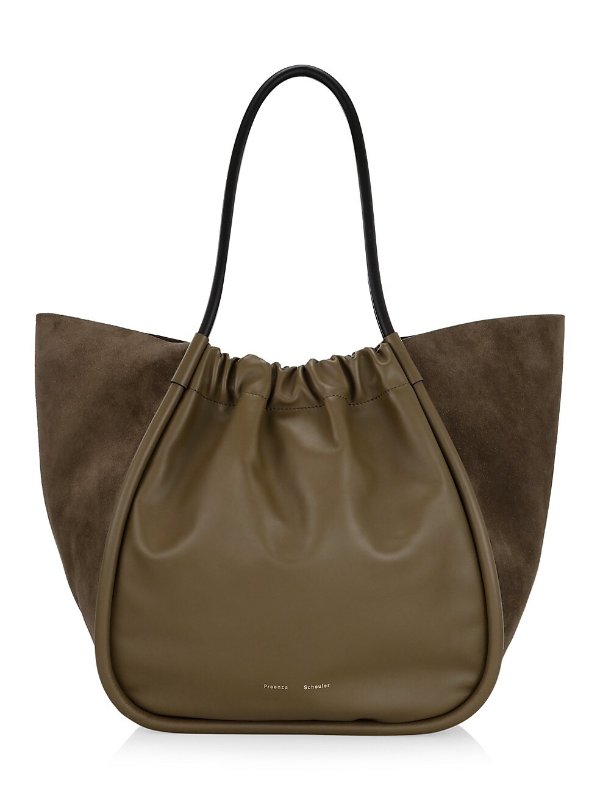 XL Suede Ruched Tote