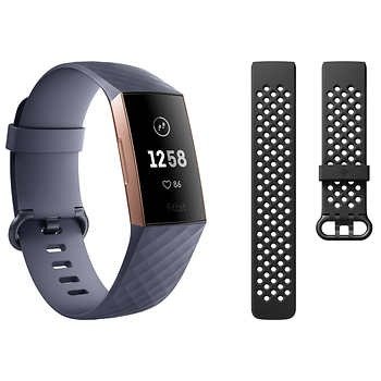 Fitbit Charge 3 Activity Tracker Bundle, Rose Gold