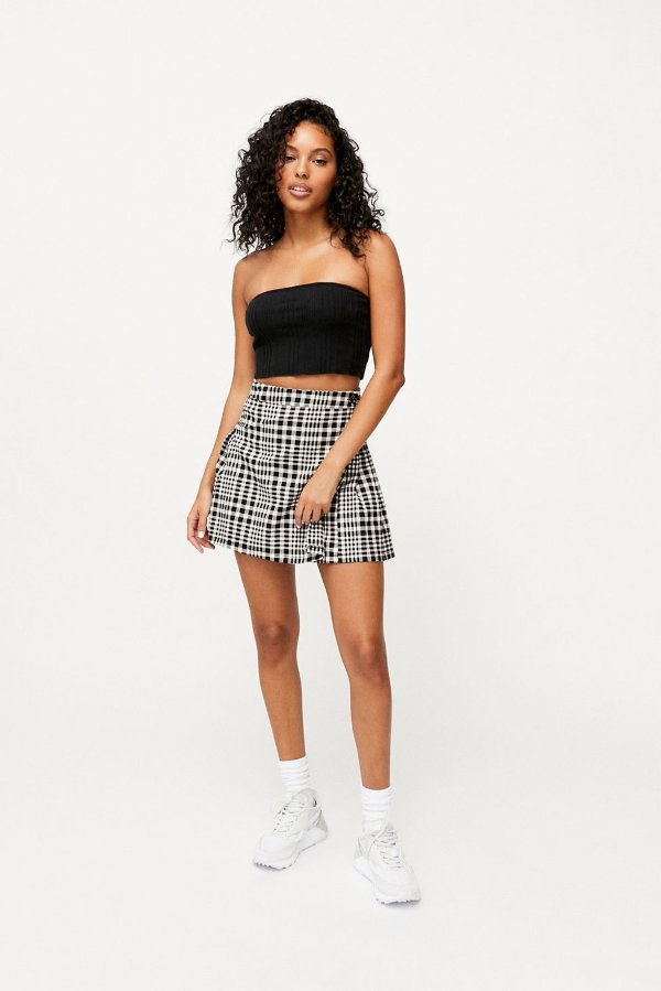 UO Patterned Pleated Mini Skirt