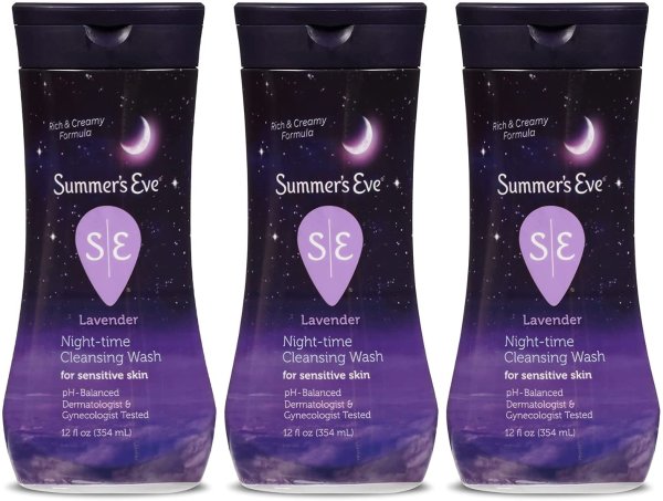 Summer's Eve Cleansing Wash, Lavender Night-Time, 12 oz, 3 Pack