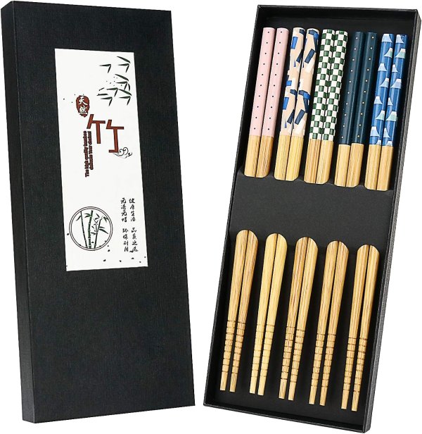 YTZJ Direct 5 Pairs Japanese Natural Bamboo Chopsticks
