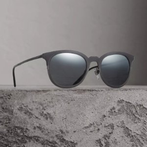 BURBERRY Grey Round Sunglasses BE3093-10575V-52