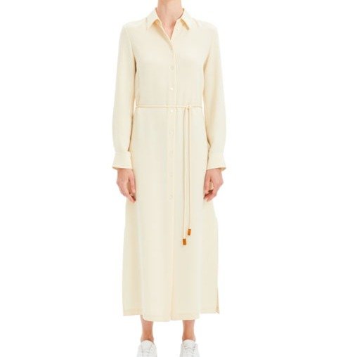 Belted Classic Crepe Long Shirtdress