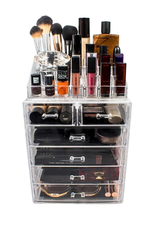 Acrylic 6 Drawer & Top Organizer Cosmetics Makeup & Jewelry Storage Case Display Set