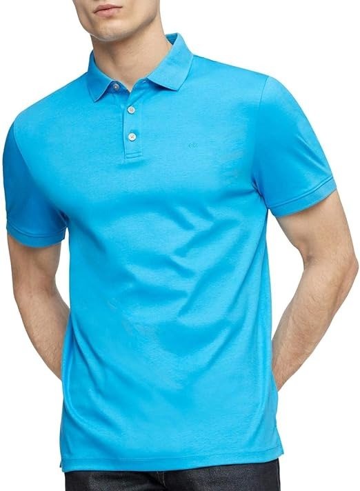 Men's Solid Short Sleeve Liquid Touch Cotton Polo Shirt with Uv Protection
