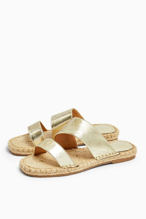 HANNAH Gold Espadrille Sandals