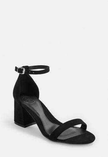 - Black Block Barely There Mid Heels