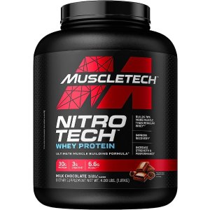 MuscletechWhey Protein Powder | MuscleTech Nitro-Tech Whey Protein Isolate & Peptides | Milk Chocolate, 4 Pound (Pack of 1), 40 Servings