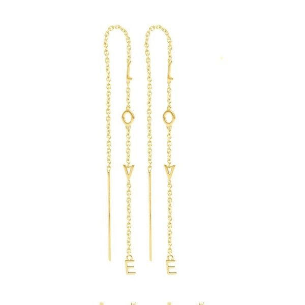 Love Threader Earrings Yellow Gold Vermeil .925 Sterling Silver