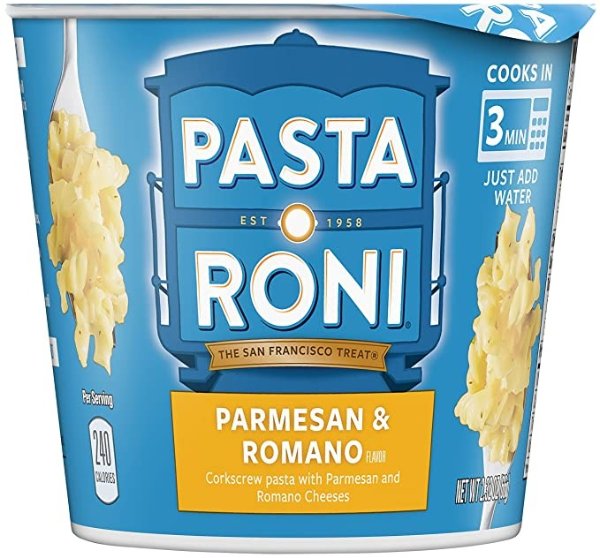 Pasta Roni Cups, Parmesan & Romano Cheese Pasta Mix, 2.32 oz (Pack of 12 Cups)