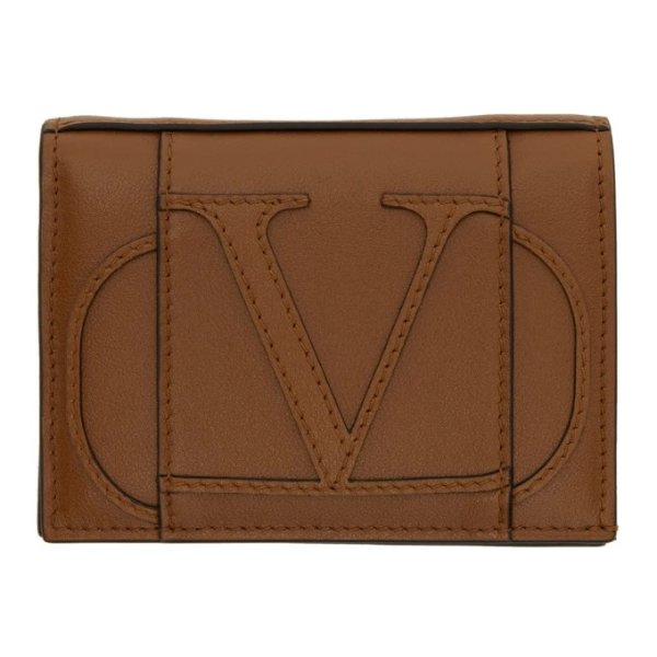 Valentino - Brown Valentino Garavani Small VLogo Bifold Wallet