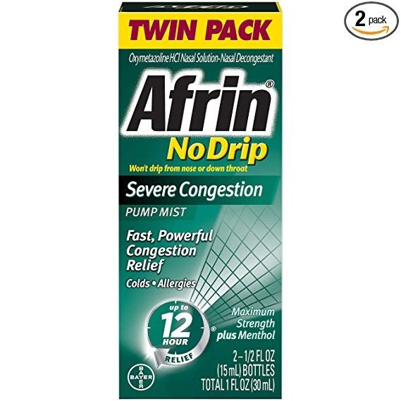 No Drip Severe Congestion Pump Nasal Mist Twin Pack, 0.50 Fluid Ounce