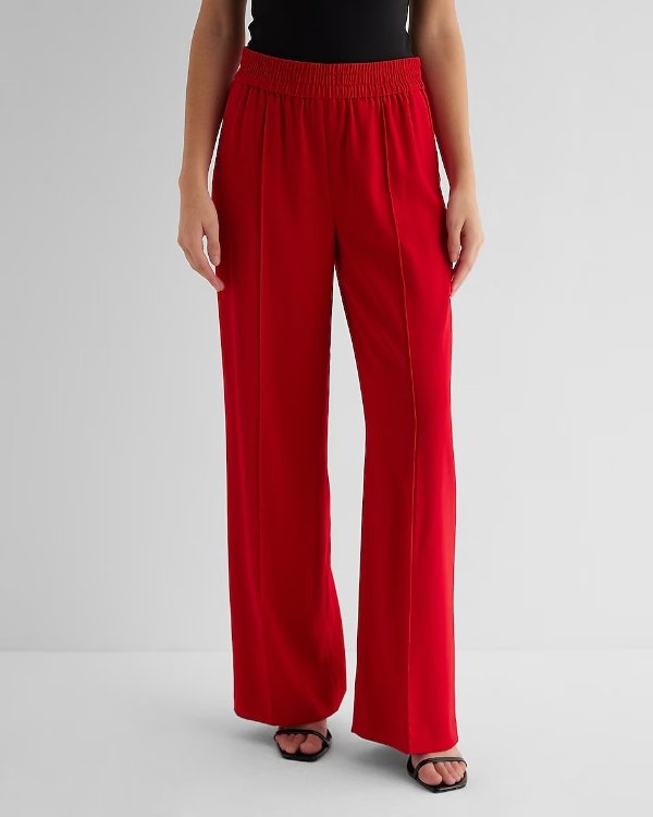 High Waisted Seamed Pull On Wide Leg Pant