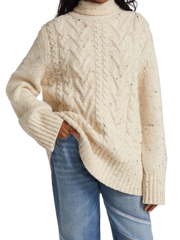 Tie-Back Cable-Knit Sweater