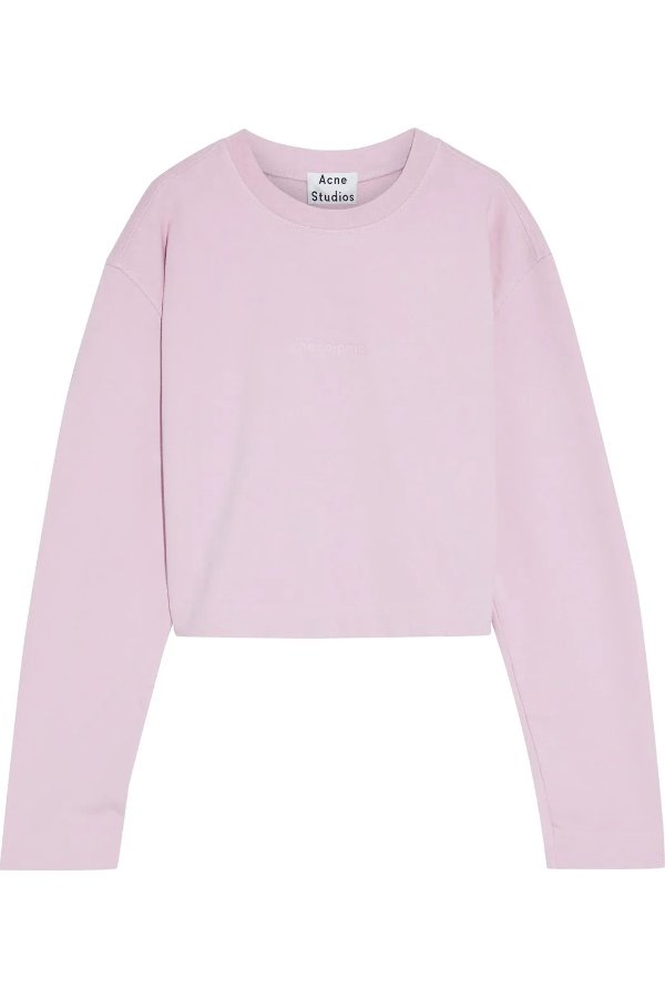 Odice cropped embossed French cotton-terry sweatshirt