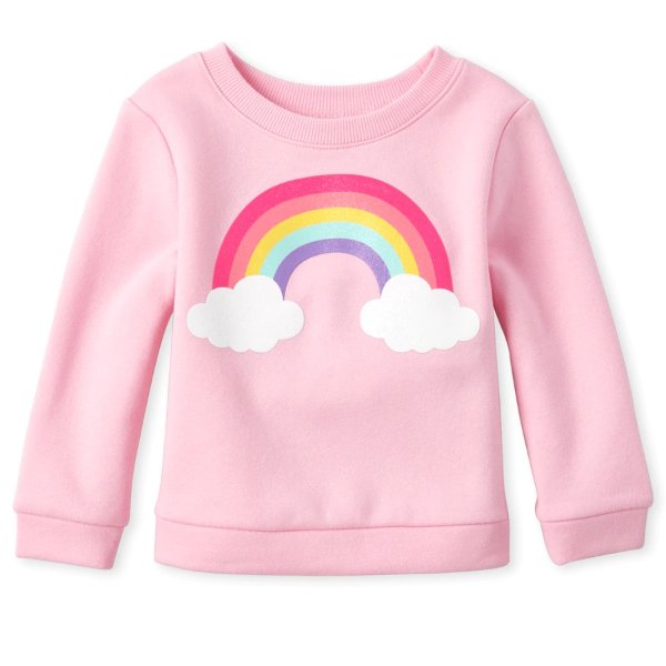 Baby And Toddler Girls Glitter French Terry Sweatshirt