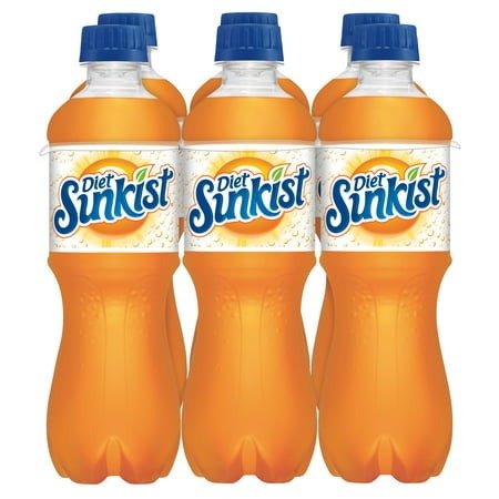 Sunkist Diet Orange Soda, 0.5 L, 6 Count