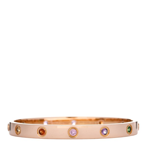 18K Pink Gold Sapphire Garnet Amethyst LOVE Bracelet 16