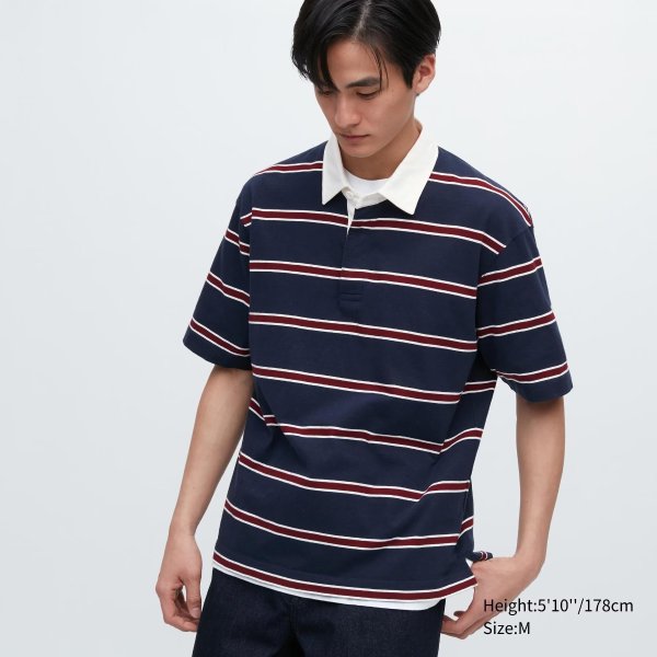Rugger Striped Short Sleeve Polo Shirt