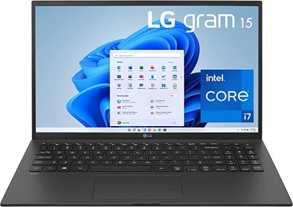 Gram 15Z95P Laptop 15.6" Ultra-Lightweight, IPS, FHD (1920 x 1080), Intel CORE i7, 16GB RAM, 512GB SSD, Windows 11 Home, 80Wh Battery, Alexa Built-in, 2X USB-C, HDMI, USB-A – Black