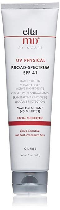 UV Physical Tinted Facial Sunscreen Broad-Spectrum SPF 41, Water-Resistant, Oil-free, Dermatologist-Recommended Mineral-Based Zinc Oxide Formula, 3.0 oz