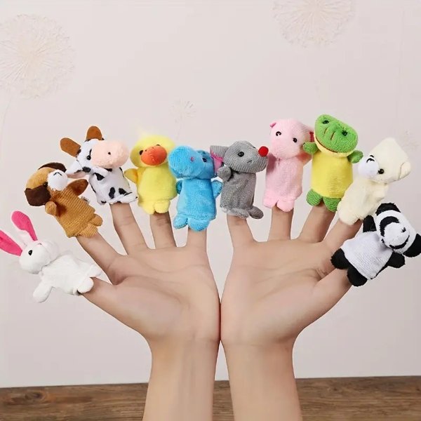10-Set Mini Cartoon Animal Finger Puppets - Creative Play & Educational Storytelling for Parties, Schools, and Family