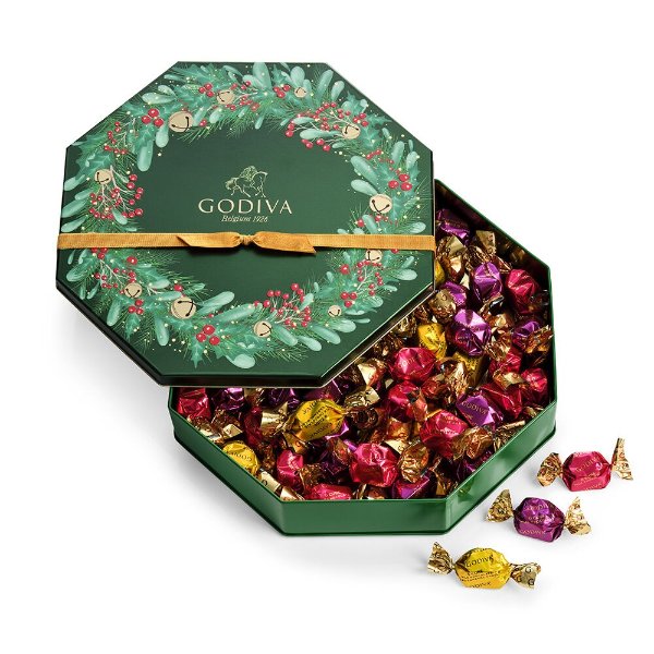 Holiday Tin Assorted Wrapped G Cube Truffles, 50 pc.
