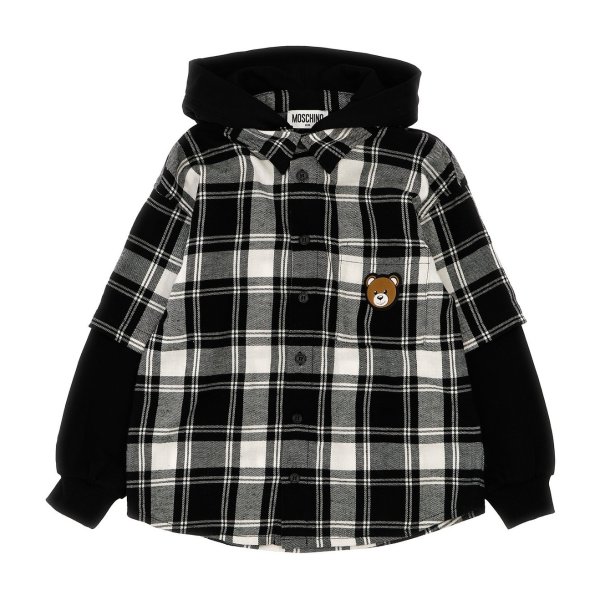 Teddy Bear-Patch Layered Checked Shirt