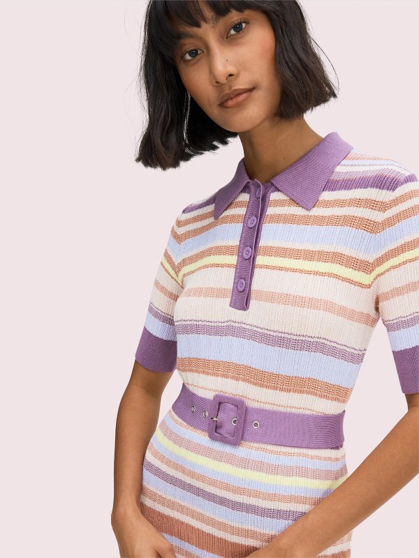 multi-stripe polo knit dress