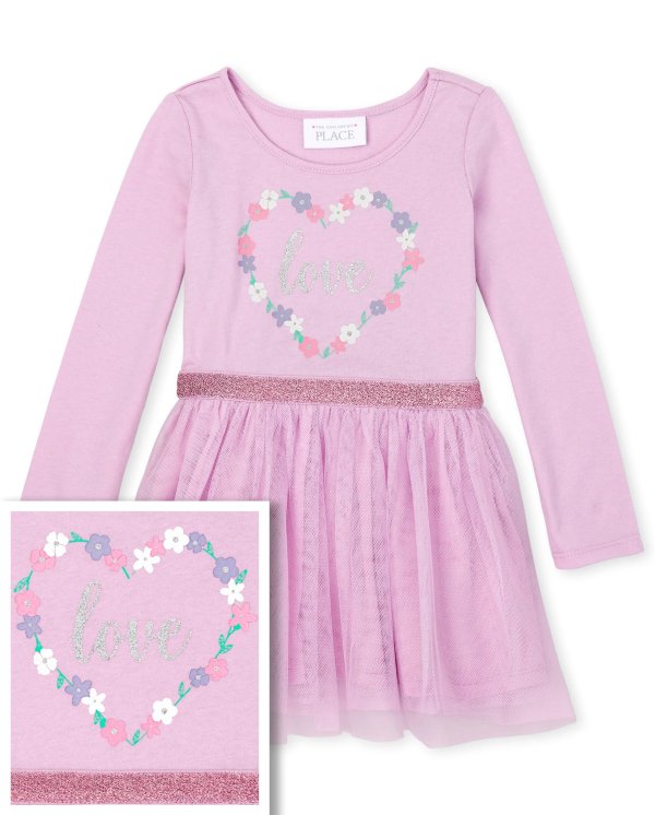 Baby And Toddler Girls Short Sleeve Glitter 'Birthday Princess' Knit To Woven Tutu Dress