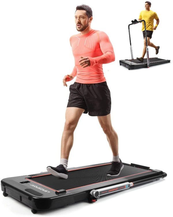 2 in 1 Folding Treadmill 2.5HP Under Desk Electric Treadmill with Speaker, Remote Control and LED Display Walking Jogging Running Machine for Home Office, Installation-Free, Upgraded Version