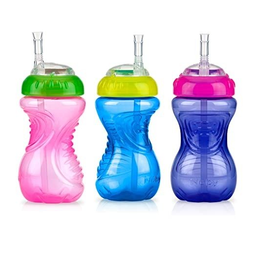 3 Piece Girl No-Spill Cup with Flex Straw, 10 Ounce
