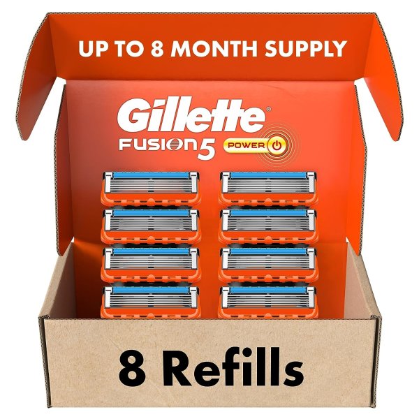 Gillette Fusion 5层刀片手动剃须刀替换头8只