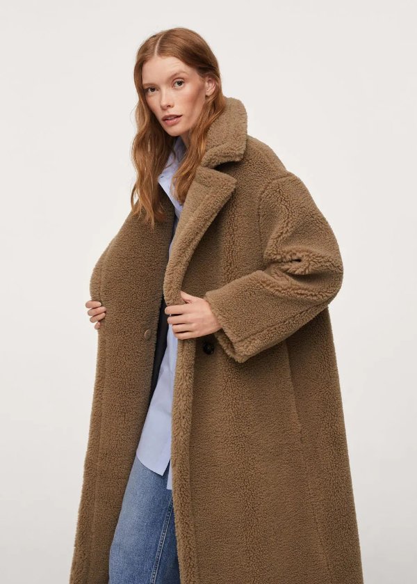 Maxi lapels faux-fur coat - Women | MANGO OUTLET USA
