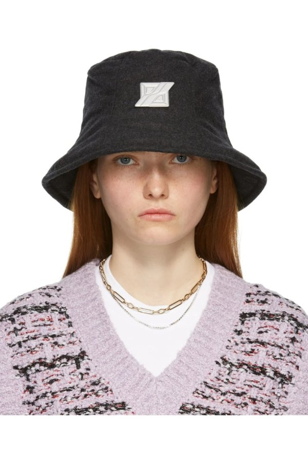 Black Padded Flannel Bucket Hat