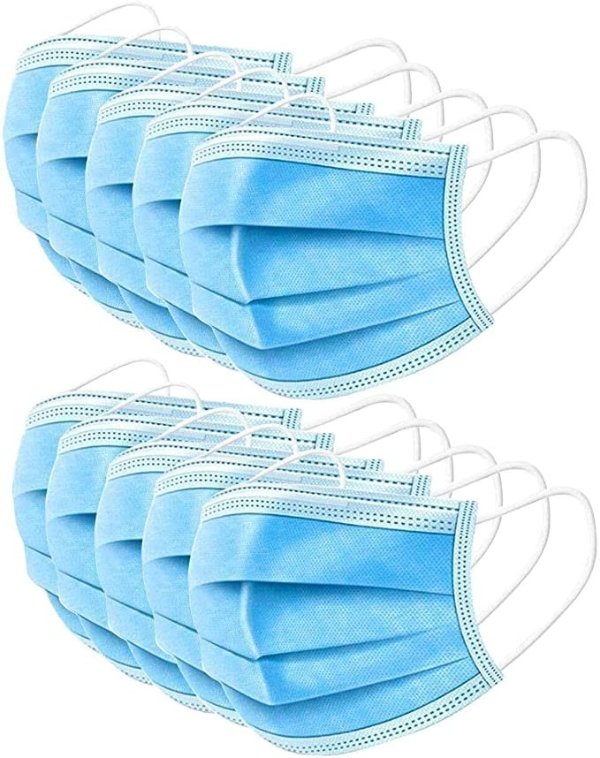 50 Pcs Industrial mask, blue disposable masks,personal Protection Dust-proof Anti Spittle Eye masks For Earloop