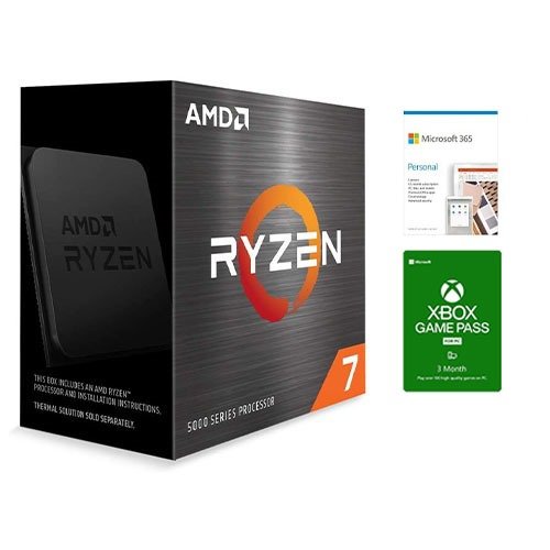 AMD Ryzen 7 5800X 8-core 16-thread Desktop Processor + Microsoft 365 Personal 1 Year Subscription For 1 User + Microsoft Xbox Game Pass For PC 3 Month Membership (Email Delivery)