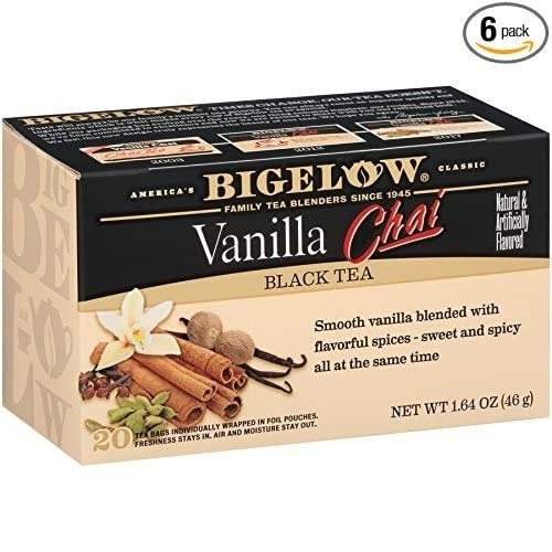 Vanilla Chai Black Tea Bags 20-Count Box (Pack of 6), Caffeinated Black Tea, 120 Tea Bags Total