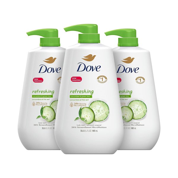 Dove Cucumber and Green Tea Body Wash 30.6 Fl oz(Pack of 3)