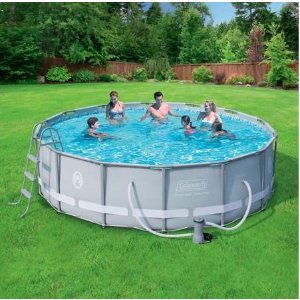 Coleman 14-Foot Power Steel Frame Above-Ground Swimming Pool Set 90337