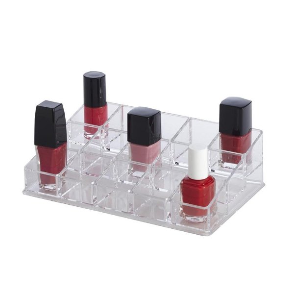 Clear Acrylic 15 Compartment Nail Polish Makeup Cosmetic Organizer Holder