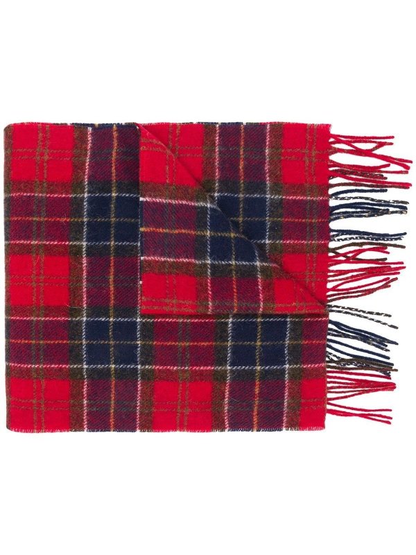 Wool scarf with tartan motif