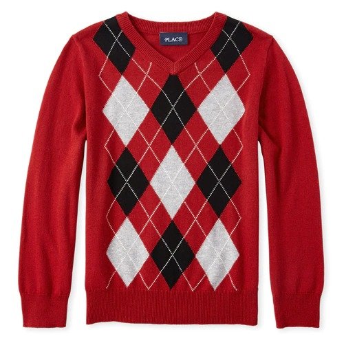 Boys Argyle Matching V Neck Sweater
