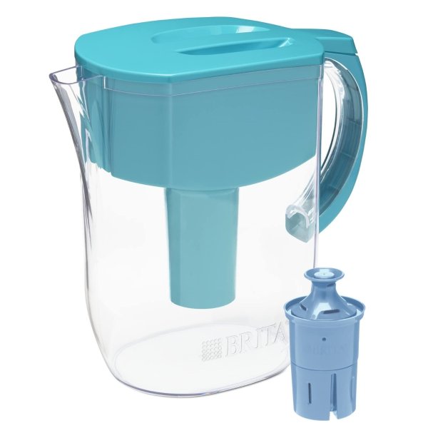 Large 10 Cup Everyday Water Pitcher with 1 Longlast Filter - BPA Free - Turquoise