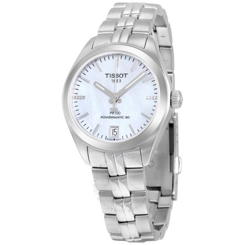 TissotPR 100 贝母镶钻机械腕表