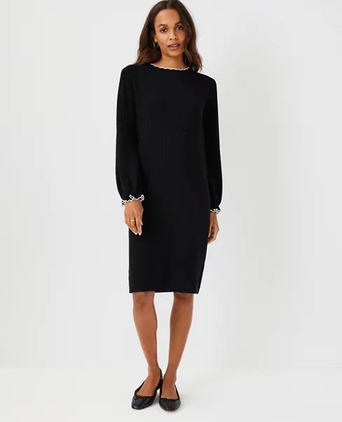 Tipped Ribbed Sweater Dress | Ann Taylor