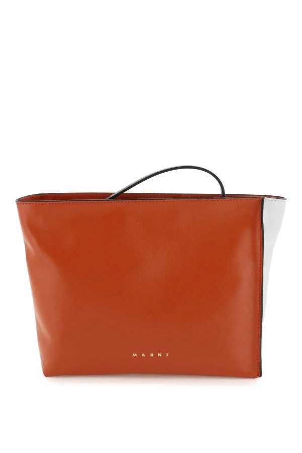 bicolour leather pouch