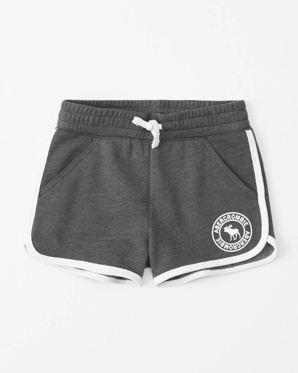 girls curved hem fleece shorts | girls up to 50% off sale | Abercrombie.com
