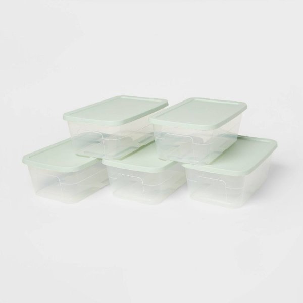 5pk 6qt Clear Storage Boxes Green - Room Essentials&#8482;